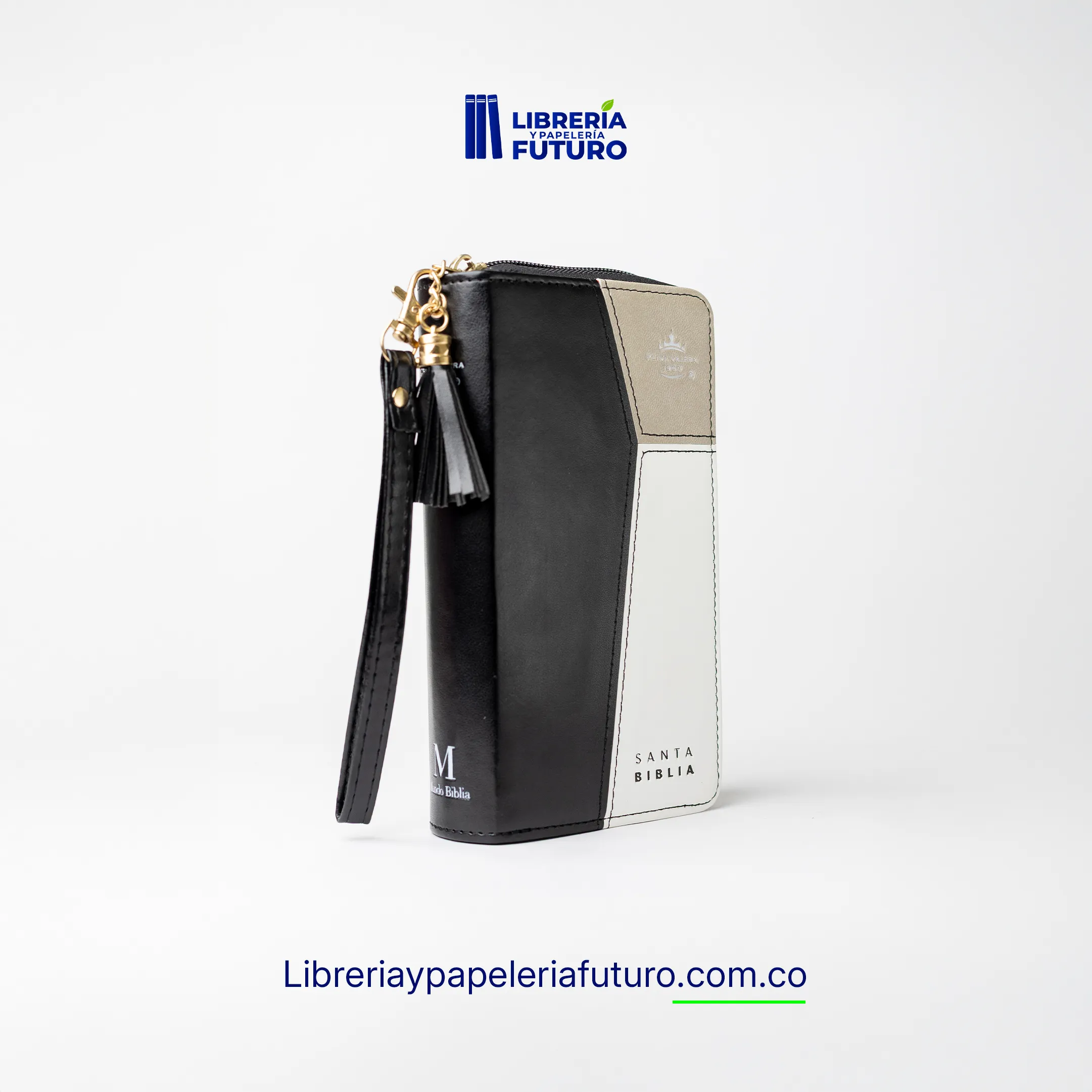 Biblia negra/beige tipo chequera - Image 2