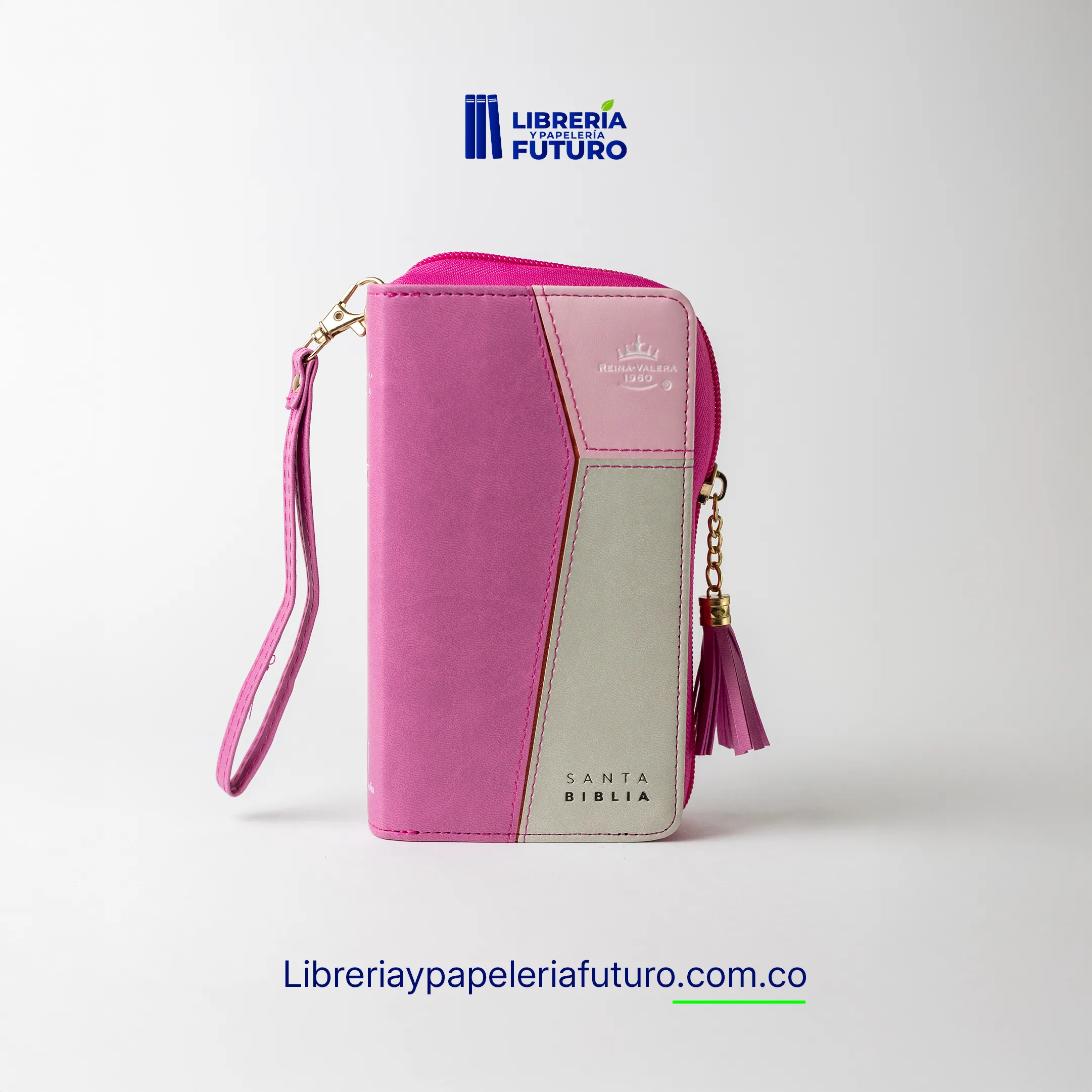 Biblia rosa/fucsia tipo chequera